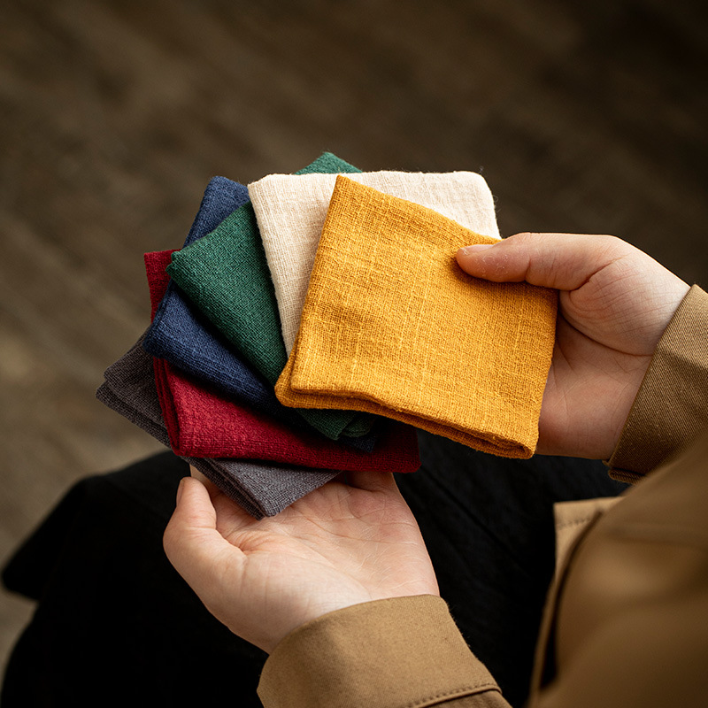 Khăn trà thấm nước cotton lanh hai lớp dày phong cách Nhật Bản