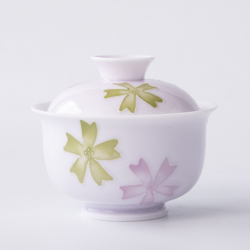 Bát có nắp vẽ tay Arita thiết bị pha trà tráng men một người dụng cụ pha trà Kung Fu gia dụng cốc trà gốm sứ nắp cốc pha trà