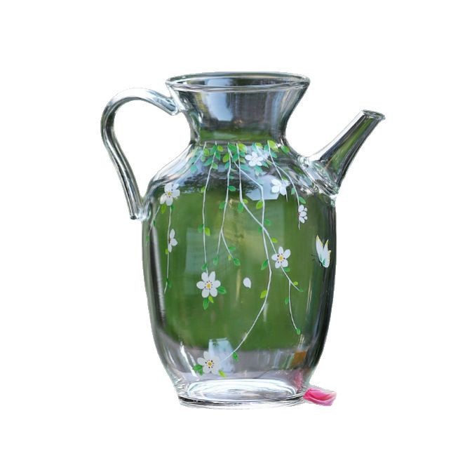 Dụng cụ pha trà Kung Fu nhỏ tươi mát ấm trà giả thời nhà Tống ấm trà xanh thủy tinh borosilicat cao ấm trà ấm đơn