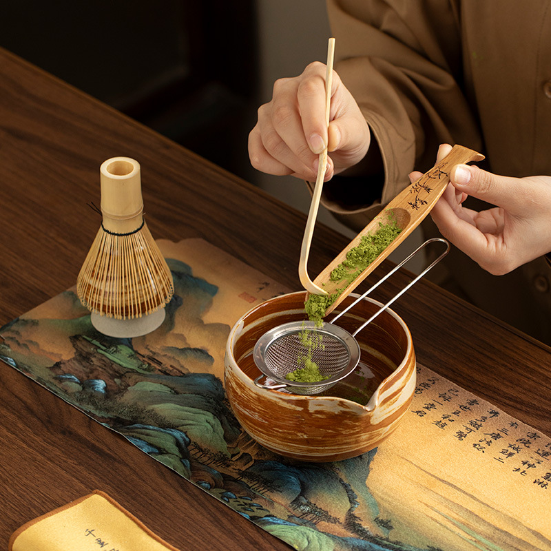 Đặt hàng xuyên biên giới, bộ matcha gốm sứ, bát có miệng, dụng cụ pha trà có giá trị cao, bát matcha Nhật Bản có bộ