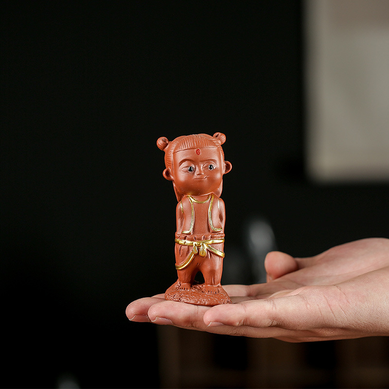 Đồ trang trí thú cưng trà cát tím cao cấp có thể nâng cao bàn trà Nezha chơi trà mini handmade khay trà trang trí trà đạo phụ kiện bộ trà