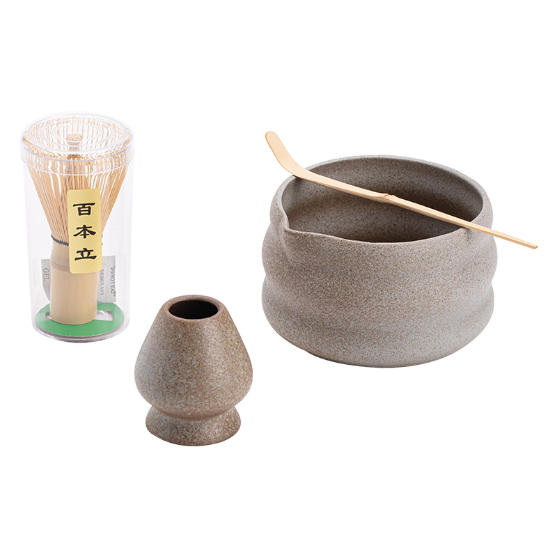 Bộ trà Matcha phong cách Nhật Bản Bộ bàn chải trà Baibenli Bộ dụng cụ đặt trà thời nhà Tống Bộ trà tre ba mảnh Sản phẩm mới xuyên biên giới