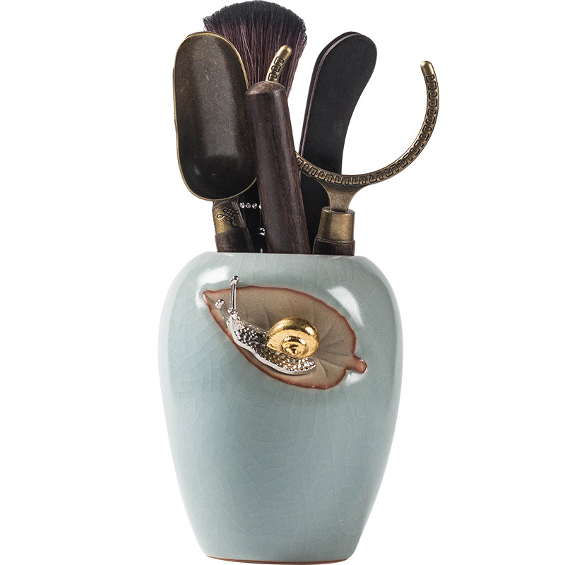 Gốm sứ Ru lò trà đạo sáu quý ông bộ bình trà ống bán buôn bộ trà gỗ đàn hương phụ kiện dụng cụ pha trà dao kẹp trà