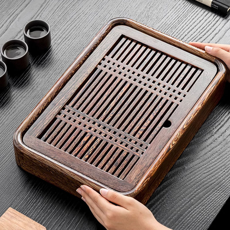 Khay trà gỗ nguyên khối gỗ cánh gà mẫu mới 2025 bộ trà kungfu gia dụng cỡ nhỏ khay pha khô khay trà bàn trà khay trà biển trà