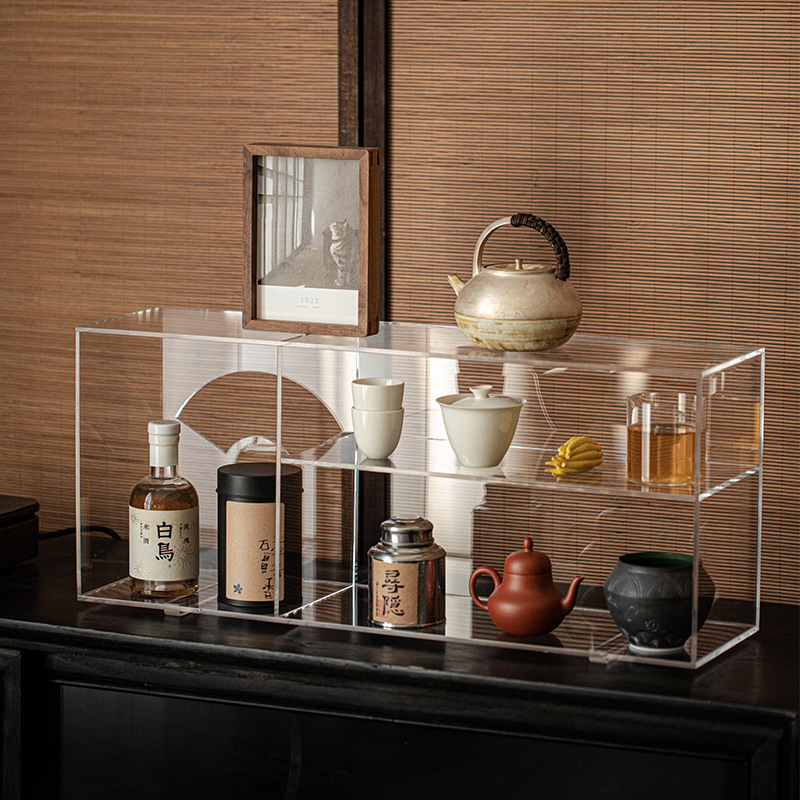 Giá để đồ Acrylic trong suốt để đồ Bộ trà Kung Fu ấm trà có nắp chén trà trưng bày Kệ Bogu để bàn