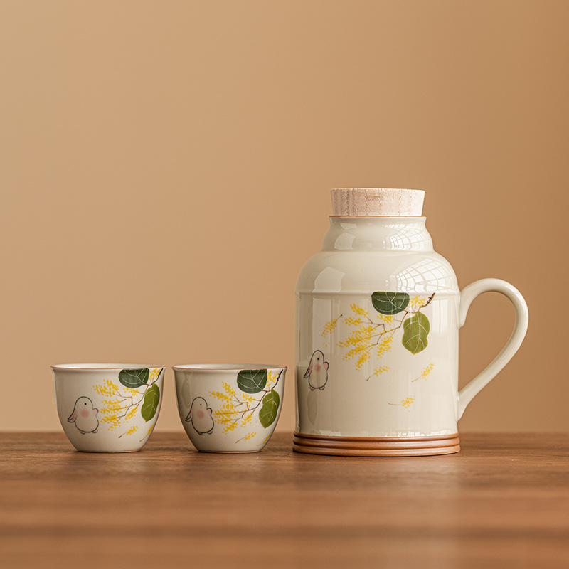 Ấm pha trà Thỏ mặt trăng vẽ tay Ấm Trà chống bỏng dung tích lớn Ấm pha trà gia dụng Bộ trà gốm sứ Ấm trà Kung Fu
