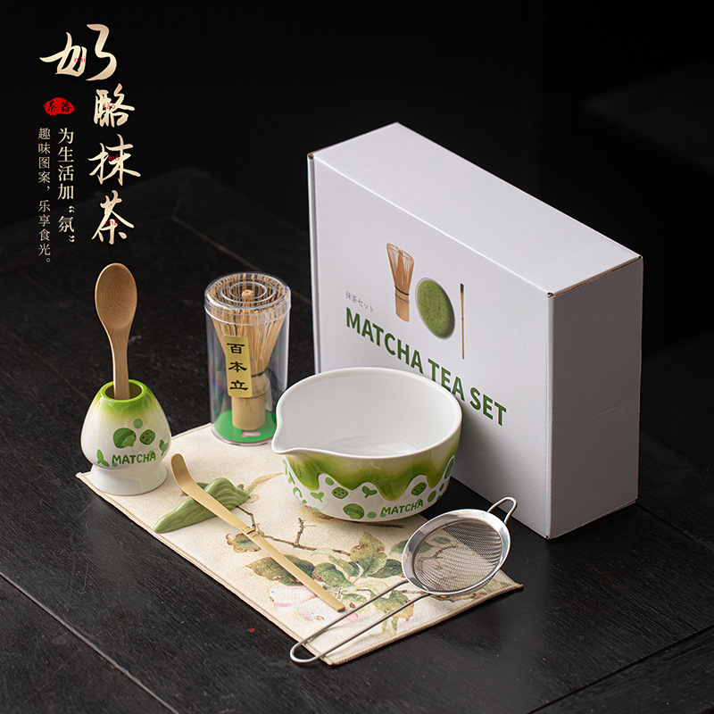 Phô Mai Matcha 8 Bộ Sáng Tạo Nhật Bản Gốm Sứ Trà Hoàn Chỉnh Bộ Dụng Cụ Trà Trà Bát Trà Đánh Phụ Kiện