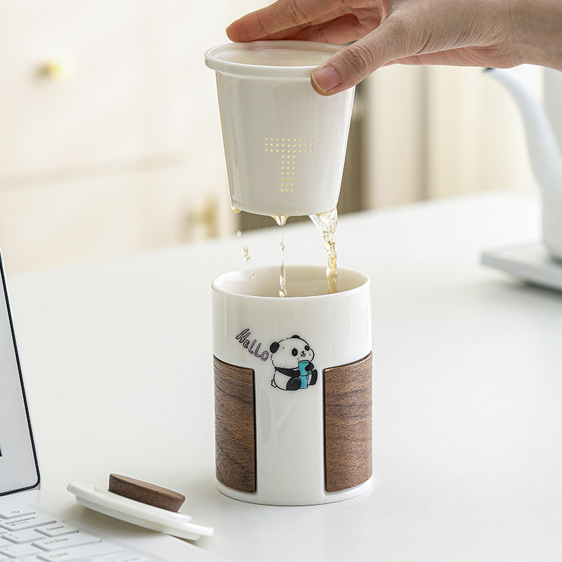 Panda Văn phòng Văn hóa và Sáng tạo Cốc pha trà Cốc tách trà gốm sứ Cốc nước cá nhân cầm tay tại nhà