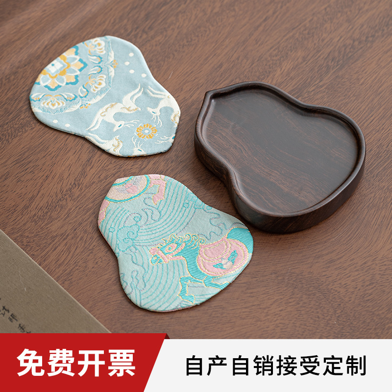 Tấm lót ấm bằng gỗ Đàn hương đen Tấm lót cách nhiệt tấm lót ấm áp tấm lót ấm trà giá đỡ ấm chén cốc trà Phụ Kiện Bộ pha trà khô