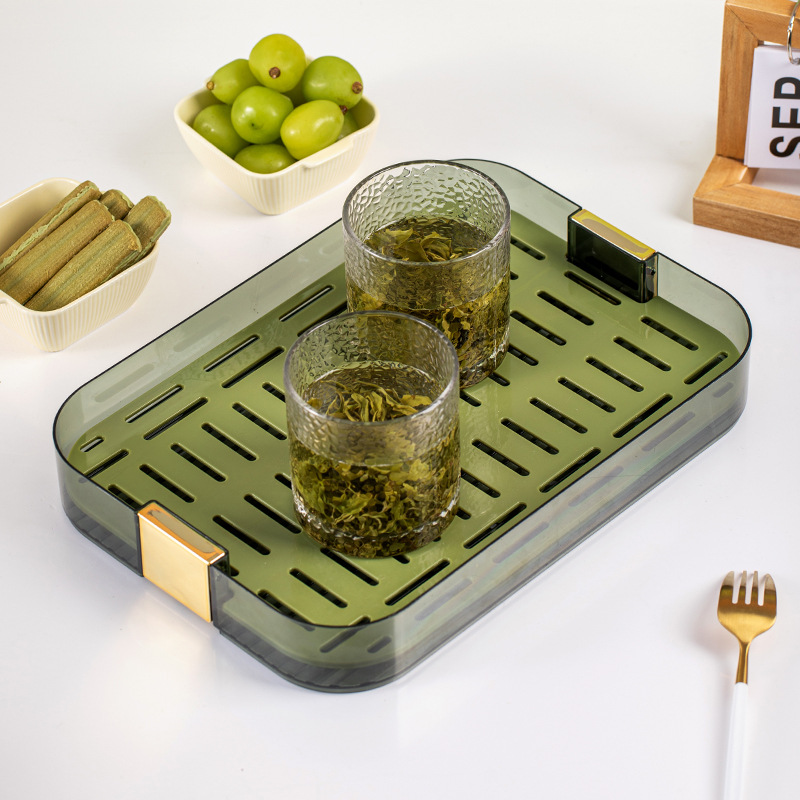 Khay trà sang trọng, khay trà, khay đựng nước bằng nhựa đựng nước phòng khách nhỏ hiện đại hình chữ nhật, khay thoát nước gia dụng