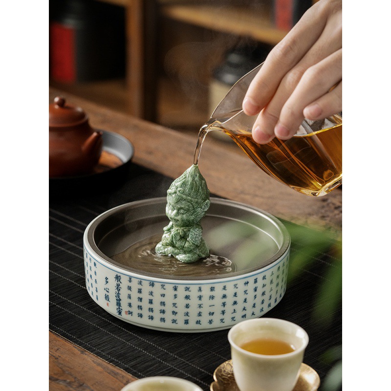 Phong cách Quốc Gia Màu Xanh sa thạch lớn vật nuôi trà hiền triết đồ trang trí để bàn bể cá hòn non bộ cảnh quan trang trí nhà với cây cảnh