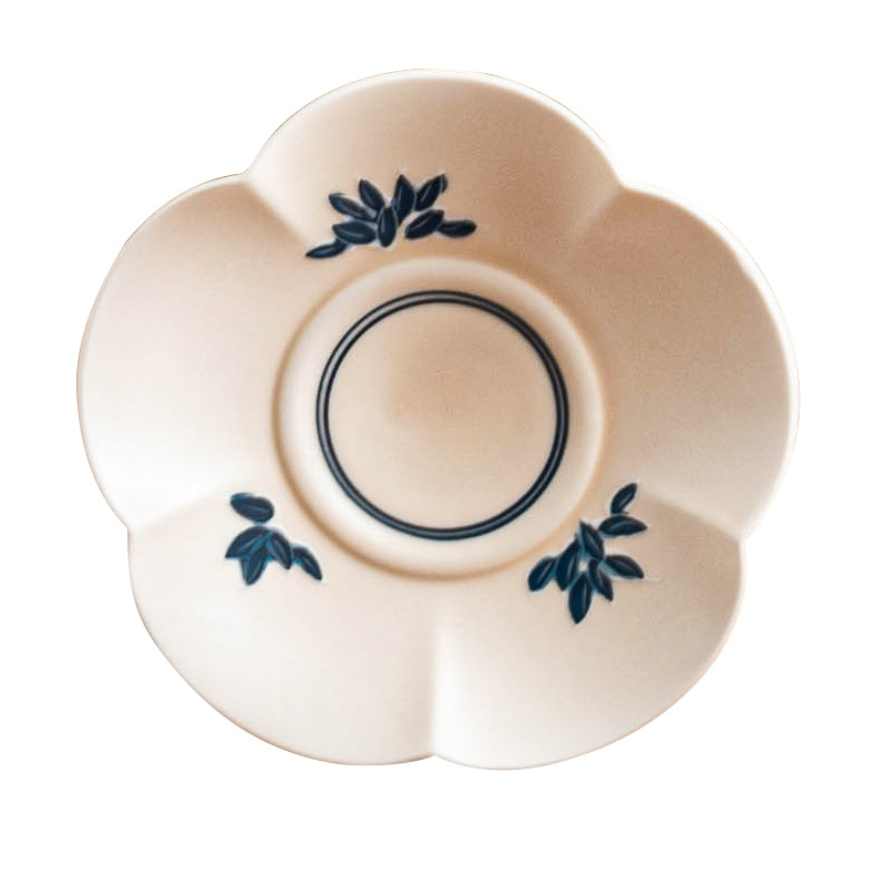 Đế lót ly gốm sứ vẽ tay phụ kiện bộ trà kungfu gia dụng đế lót ly trà cách nhiệt chống bỏng