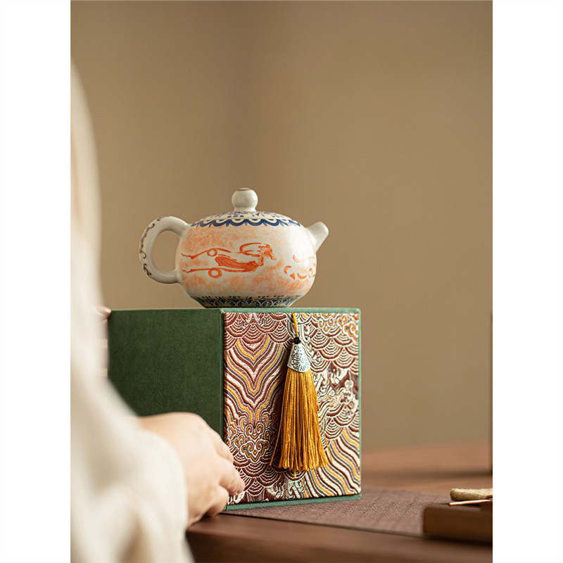 Ấm trà gốm sứ giả lò Song Ru, ấm trà đơn dung tích lớn dùng trong gia đình, bán buôn bộ trà Kung Fu