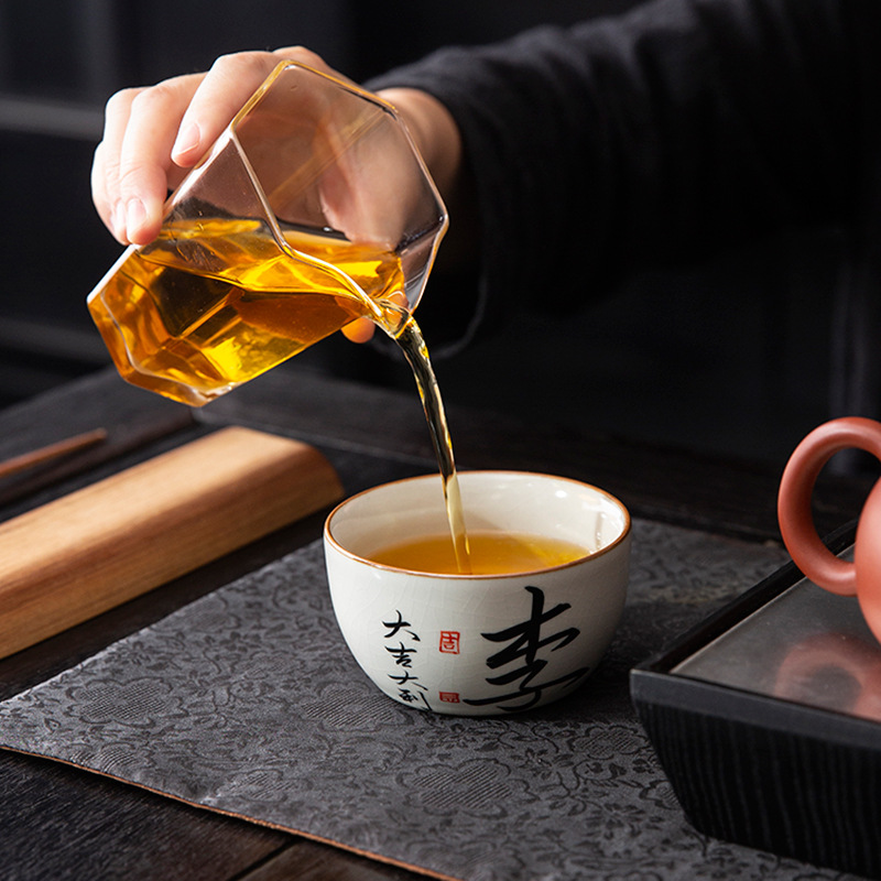 Họ viết tay Ruyao, tách trà, tách đơn, bộ trà Kung Fu có thể được nâng lên bằng gốm sứ, tách trà đặc biệt cá nhân