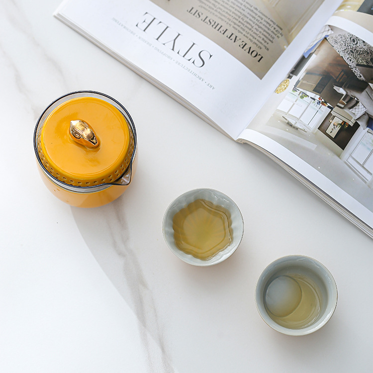 Quà lưu niệm doanh nhân trung thu, du lịch ngoài trời, một ấm ba tách trà, ấm cầm tay đơn giản cầm tay, cốc nhanh, du lịch