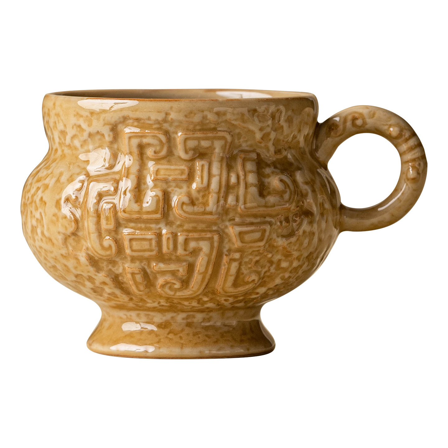 Tách trà men ngọc Yue Kiln làm sẵn, tách trà bụng tròn màu vàng, tách trà gốm sứ cổ điển, tách đơn dùng cho Kung Fu tại nhà.