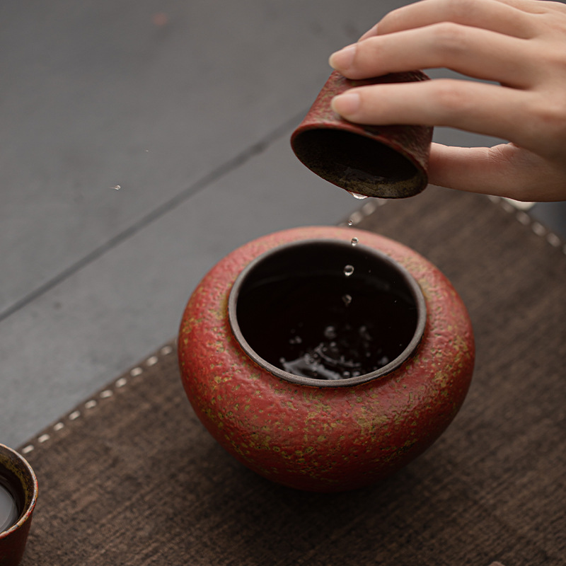 Bể xỉ trà đỏ Manshan lò nung bùn đá cổ điển biến đổi cốc rửa trà nước rửa chén gốm sứ phụ kiện trà đạo ấm trà tách trà