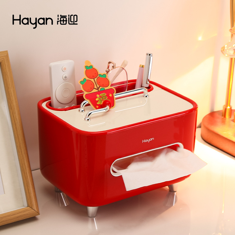 Hộp đựng khăn giấy phong cách cổ điển cho phòng khách hộp đựng đồ điều khiển từ xa hộp đựng bàn trà sang trọng nhẹ sáng tạo đa chức năng hộp rút radio