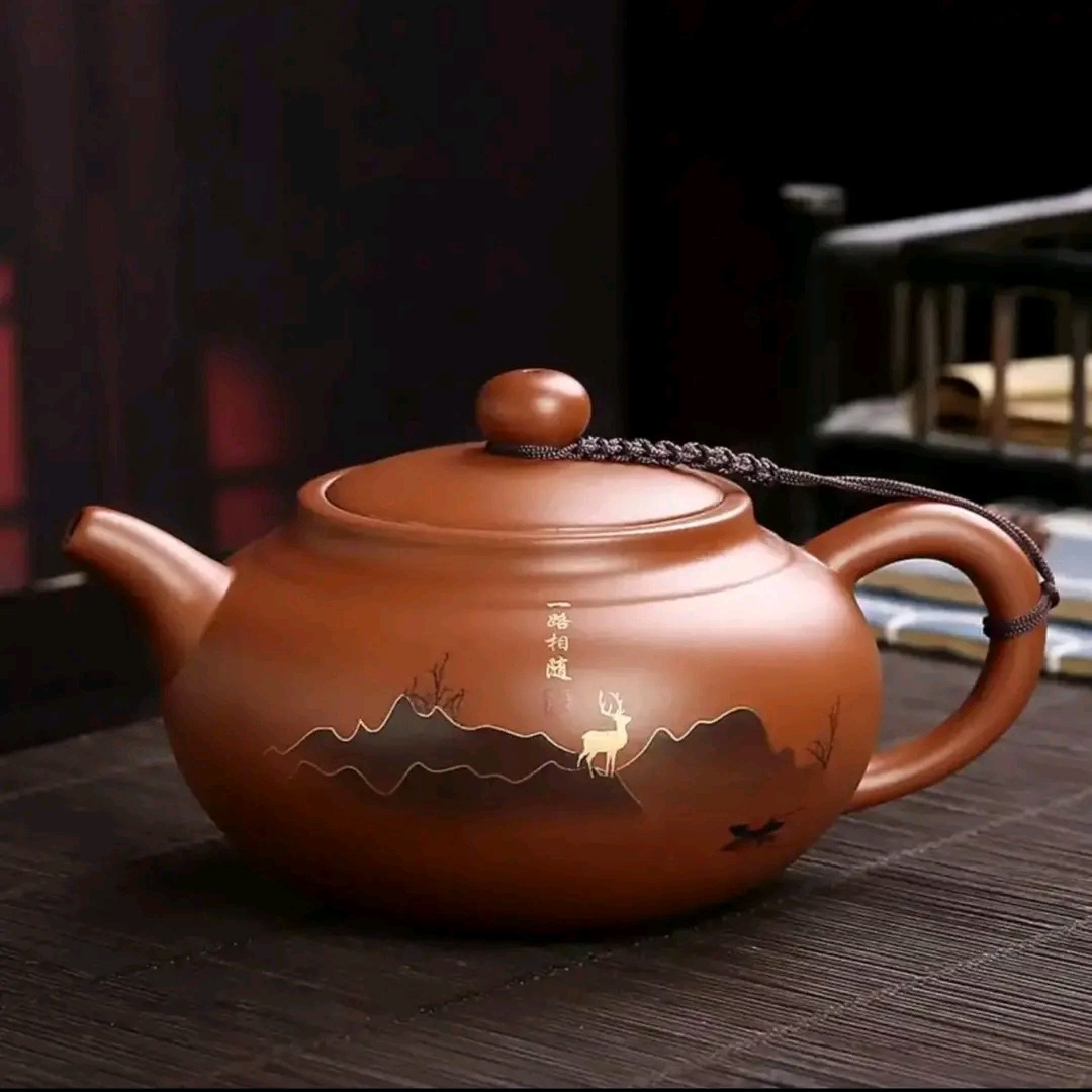 Ấm đất sét Tím quặng thô, ấm giả cổ bằng đất sét Tím dung tích lớn, ấm trà gia dụng, ấm đơn 400-450 ml