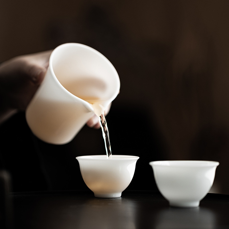 Cốc sứ ngọc bích loại băng, tách trà sứ trắng, tách trà nhỏ, cốc chủ nhân, Bộ trà gốm sứ thủ công, hộp quà
