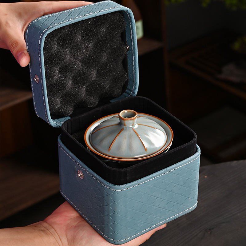 Bộ ấm trà Kung Fu du lịch Ruyao, một ấm hai cốc, đồ pha trà cầm tay di động đi công tác ngoài trời, quà lưu niệm