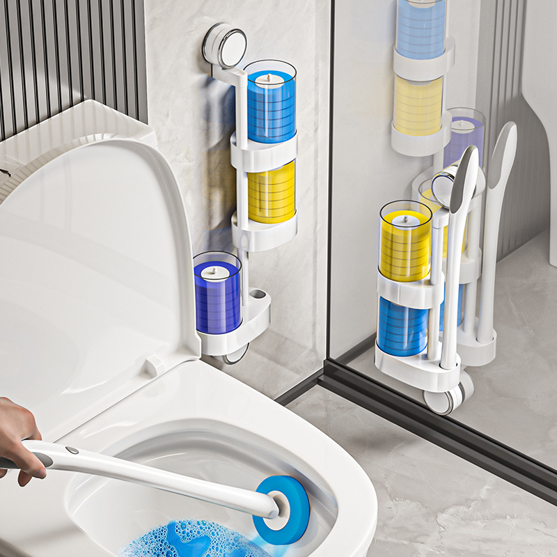 Bàn chải nhà vệ sinh dùng một lần cốc hút không có góc chết 2024 kiểu mới treo tường có thể xoay gia dụng bàn chải vệ sinh nhà vệ sinh