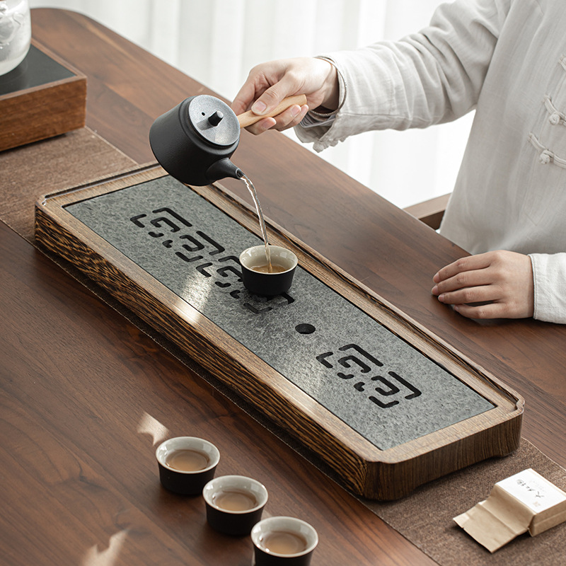 Khay trà đá mun gỗ cánh gà, trữ nước gia dụng đơn giản, bàn trà dùng kép, bàn trà, gỗ rắn, thoát nước, Biển Trà