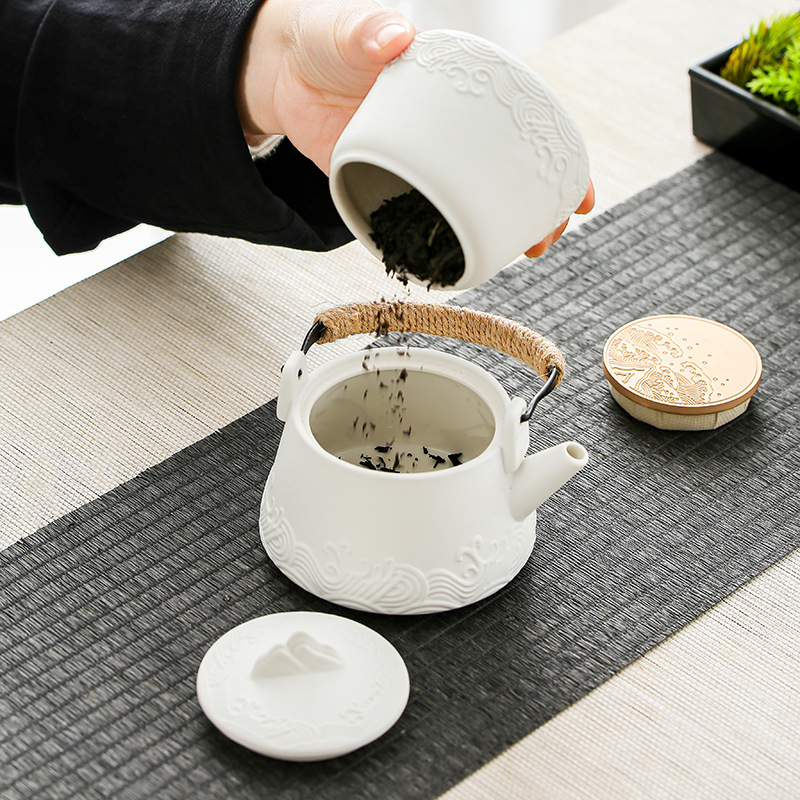 Bộ dụng cụ pha trà Kung Fu gia dụng văn phòng 2024 mẫu mới sang trọng nhẹ ấm pha trà cao cấp có nắp chén trà bán buôn