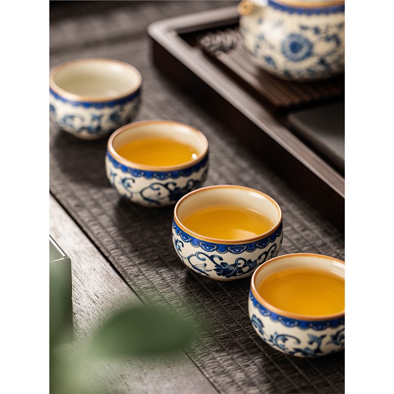 Bộ trà Ruyao màu xanh và trắng, cốc chủ sở hữu, tách trà cá nhân cao cấp, trà gốm sứ, cốc đơn, bộ trà Kung Fu, cốc trà