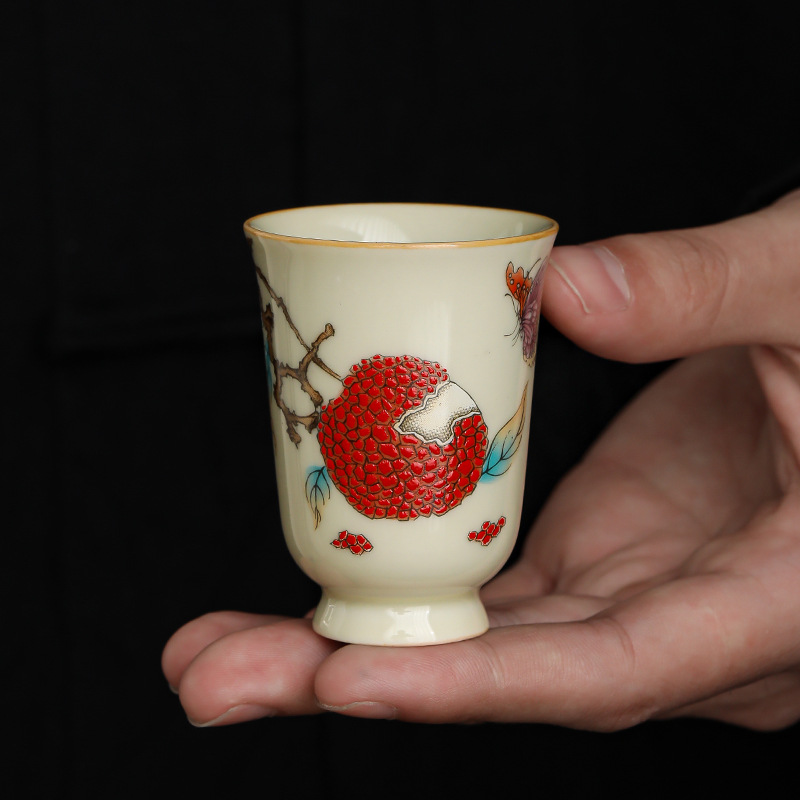 Cốc trà Kung Fu vải thiều gốm sứ cốc chủ nhân cốc trà cao cấp Trung Quốc chuyên dụng cá nhân cốc hương thơm cốc uống trà