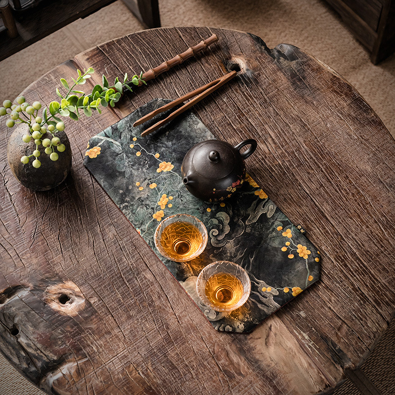 Bàn trà sợi mây thơm cao cấp Da'antang bàn trà Ý kiểu Trung Quốc mới cờ bàn trà chống thấm nước Tấm trải bàn pha khô vải Trung Quốc