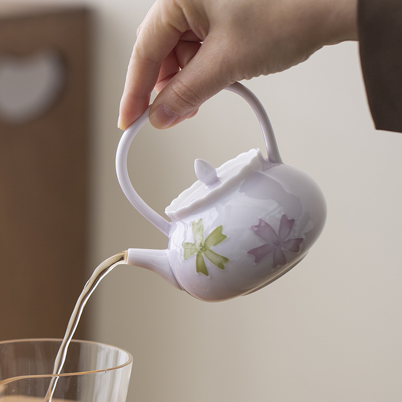 Ấm trà vẽ tay Aritiyaki, ấm cầm xà đơn tráng men, bộ trà Kung Fu sang trọng nhẹ cao cấp gia dụng, dụng cụ pha trà gốm sứ