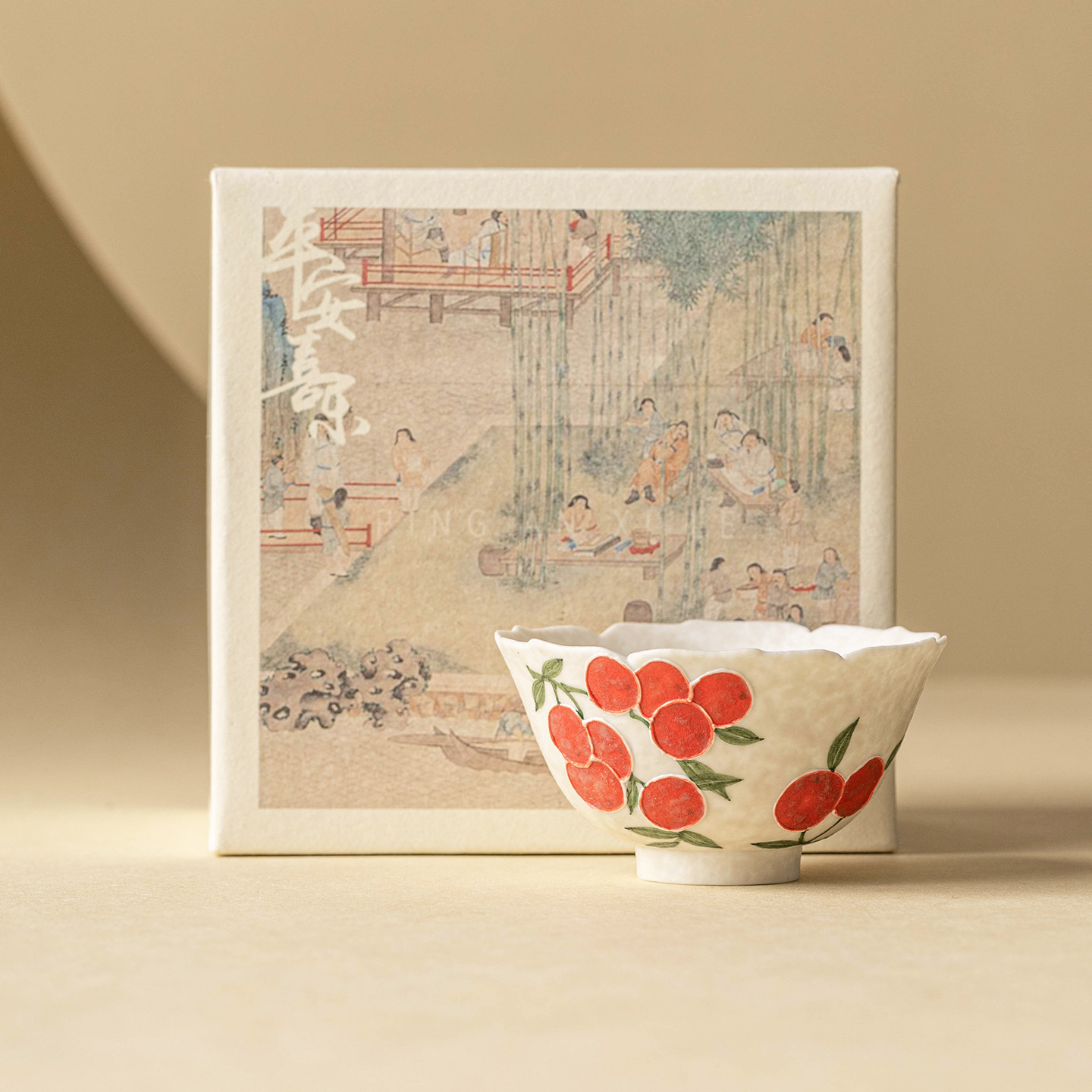 Nhà máy đá mỏ cốc trà trắng cốc gốm sứ lớn cốc đơn vẽ tay đống chạm khắc anh đào cánh hoa cốc bộ trà bát trà