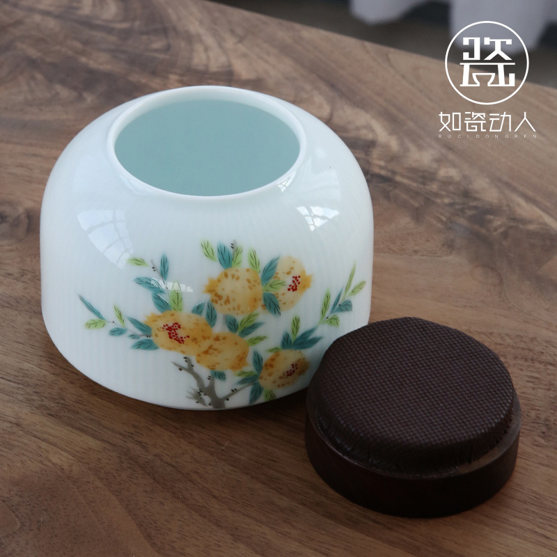 Hũ đựng trà hũ đựng trà gốm sứ gia dụng hũ kín chống ẩm hũ sứ trắng vừa hũ đựng trà hũ rỗng