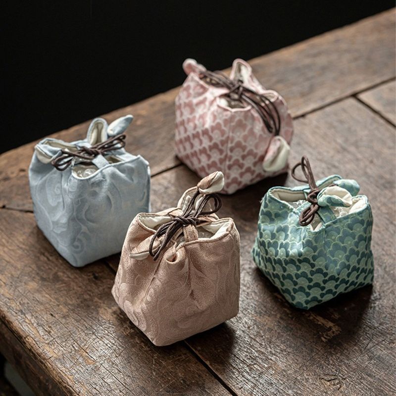 Bộ Trà Túi Vải Xách Tay Bình trà Miệng chùm dày ấm trà cốc chủ nhân Túi lưu trữ cốc trà Jianzhan Túi vải nhỏ