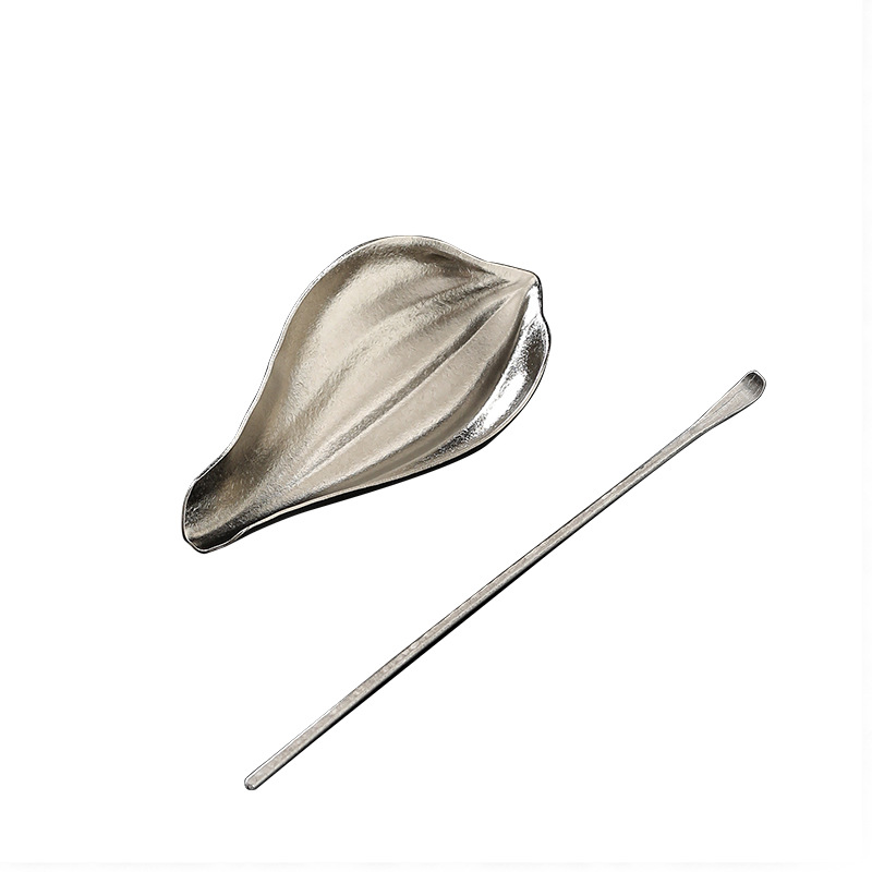 Dụng cụ đánh thức trà cánh sen titan nguyên chất mẫu mới, thìa trà, thìa trà sáng tạo, dụng cụ tách trà, phụ kiện bộ trà, bộ 2 món