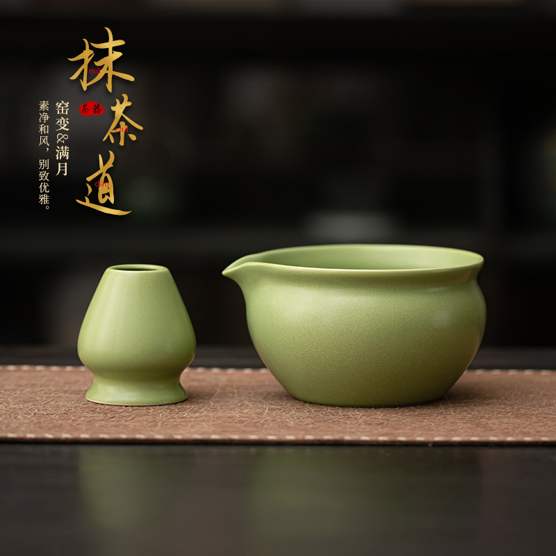 Bát matcha nung trong lò kiểu Nhật có giá đỡ đánh bọt và khuấy trà, bộ ấm trà bằng gốm thời nhà Tống, giá đựng bàn chải trà, phụ kiện trà.