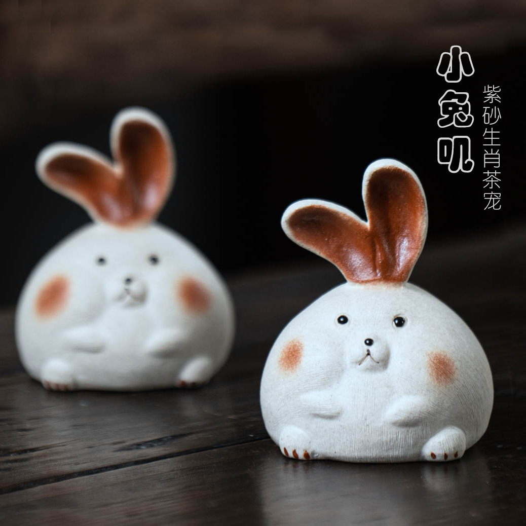 Bán buôn Nghi Hưng tử sa cung hoàng đạo thỏ trà thú cưng có thể giữ trà khay trà đồ trang trí bàn trà phụ kiện trà sáng tạo chơi thỏ