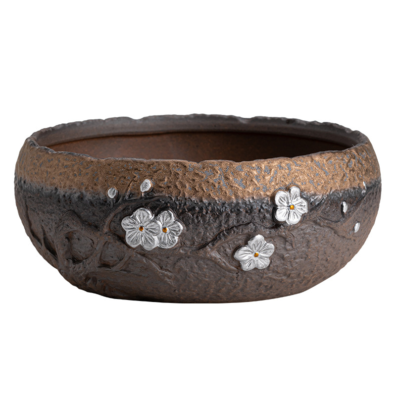 Phong cách Nhật Bản sắt mạ vàng gốm thô Bạc trà mận rửa trà lớn rửa chén xây Nước rửa chén công phu trà đạo phụ kiện trà đạo