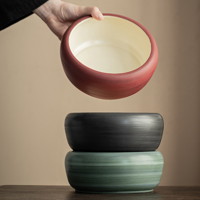 Rửa trà hồng, rửa cốc thủy tinh wabanji gốm sứ kiểu Trung Quốc, rửa bút, phụ kiện bộ trà kungfu, bể đựng bã trà dung tích lớn