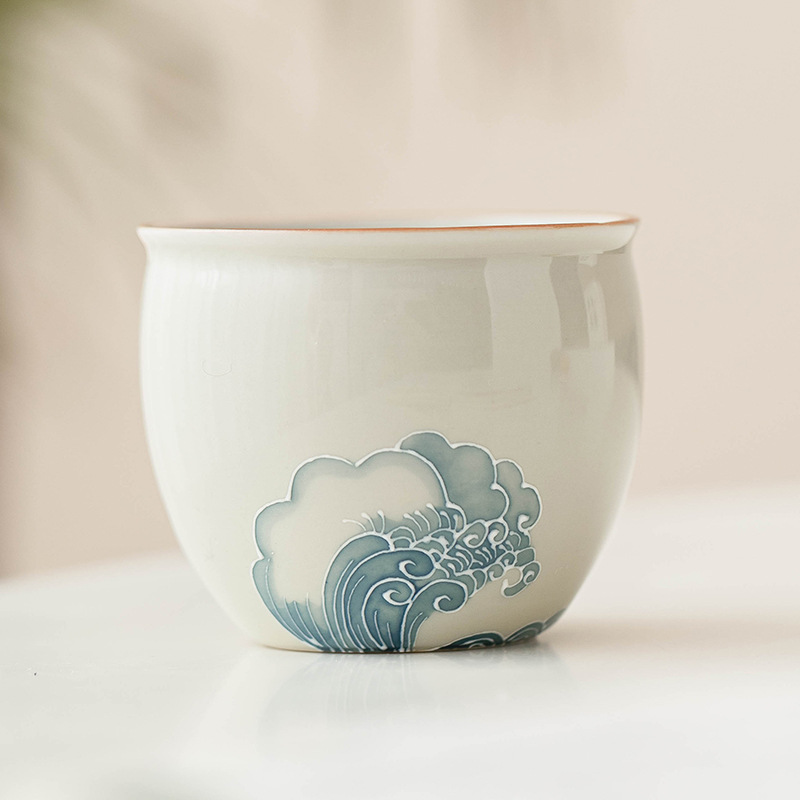 Cốc cốc cốc cốc cốc sứ vẽ tay gốm sứ cốc chủ nhân bộ trà Kung Fu Trung Quốc đơn giản cốc trà đơn