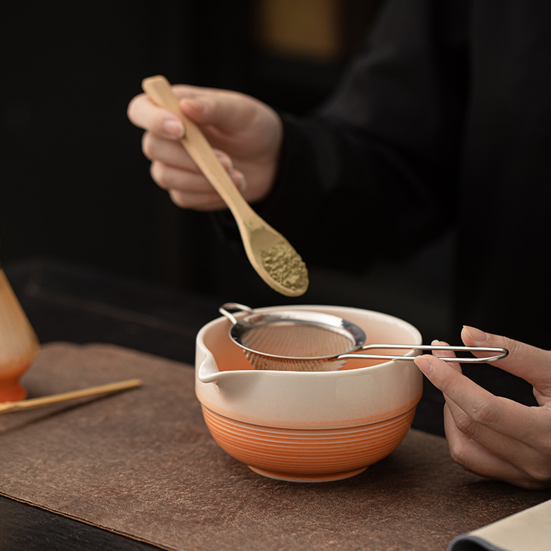 Ốc xà cừ Gradient Gốm sứ Matcha Bộ tám món Trà Bát Matcha đứng Muỗng trà Bộ lọc màn hình bột Trà Baixi