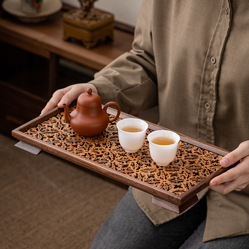 Khay tách trà quả óc chó, đĩa hình chữ nhật, đĩa nhỏ thương mại, đĩa ăn sáng gia dụng, đĩa vuông tráng miệng bánh ngọt