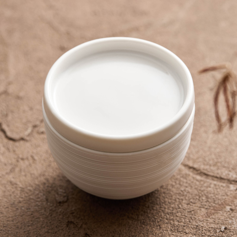 Bát sữa chua gốm sứ vẽ, bát đựng trứng bổ sung, bát tráng miệng gia dụng, bát canh sáng tạo, bát chấm trứng hấp nhỏ có nắp