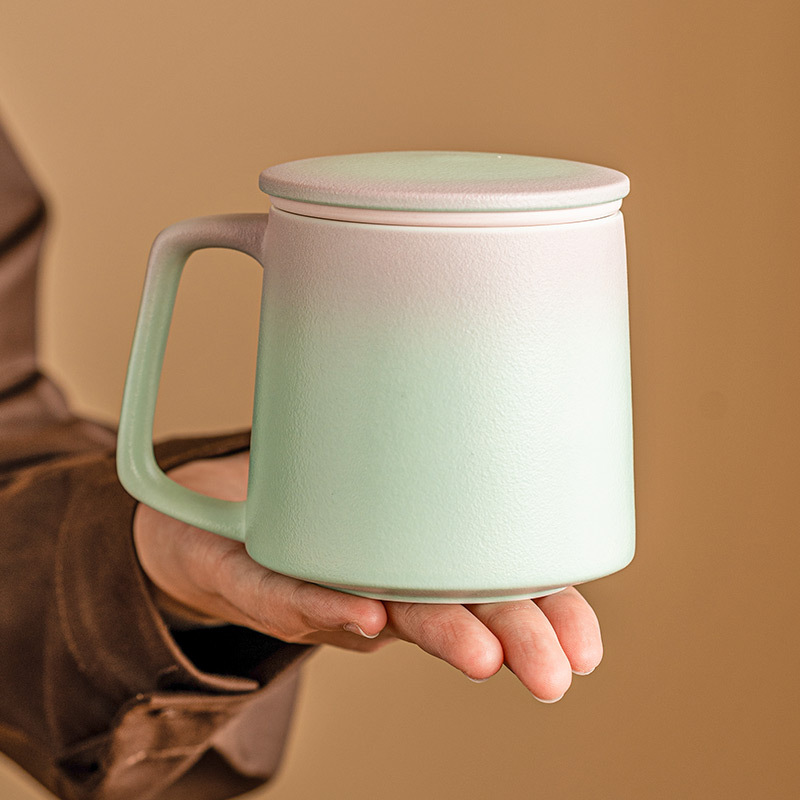 Cốc pha trà cốc gốm sứ giá trị cao cốc văn phòng cá nhân cốc tách trà đơn giản cho người lớn tuổi có thể LOGO