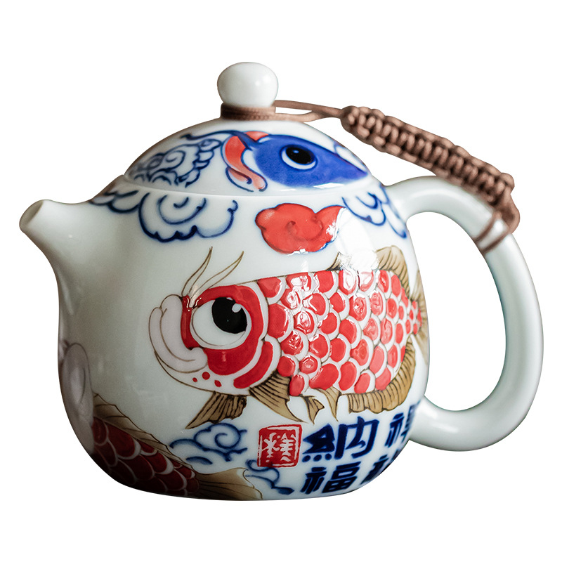 Ấm Trà Cá Rồng Kiểu Trung Quốc ấm trà Trứng Rồng ấm trà gốm sứ dung tích lớn ấm trà lọc lỗ bóng bát trà Bộ trà Kung Fu