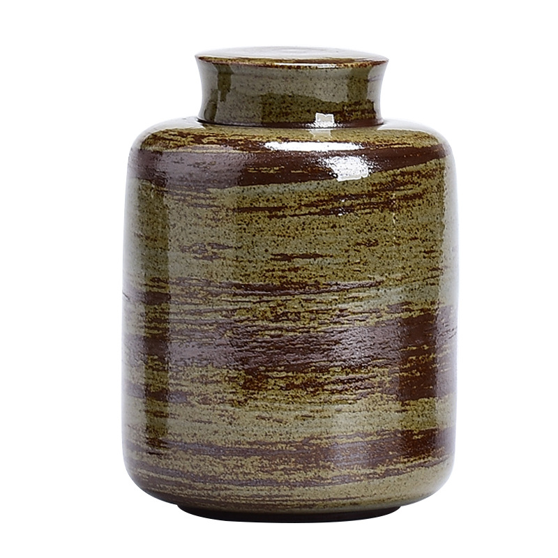 Bình đựng trà bóng gốm thô kiểu Nhật, bình đựng trà kín chống ẩm gốm sứ gia dụng cổ điển thủ công