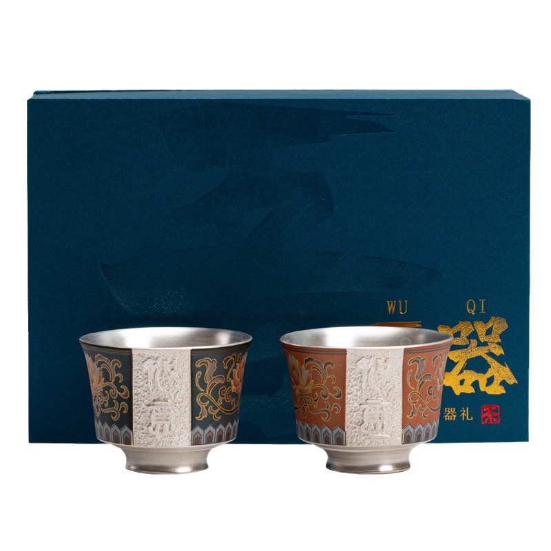 Cốc trà mạ bạc 999 cốc đơn trà mạ bạc gốm sứ cỡ lớn cốc trà Bộ trà Kung Fu cốc chủ nhân cốc trà cốc Baifu