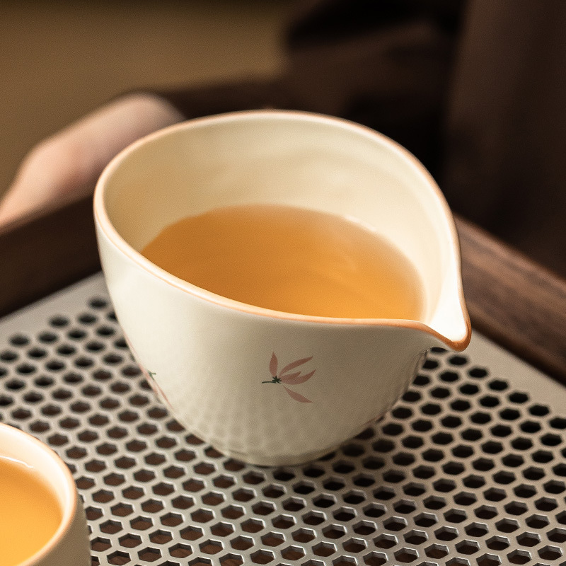 Cốc đường bằng hoa lan tráng men màu vàng trà biển phụ kiện bộ trà gốm sứ văn phòng gia dụng dụng cụ chia trà cốc công trà công viên cốc đồng phục