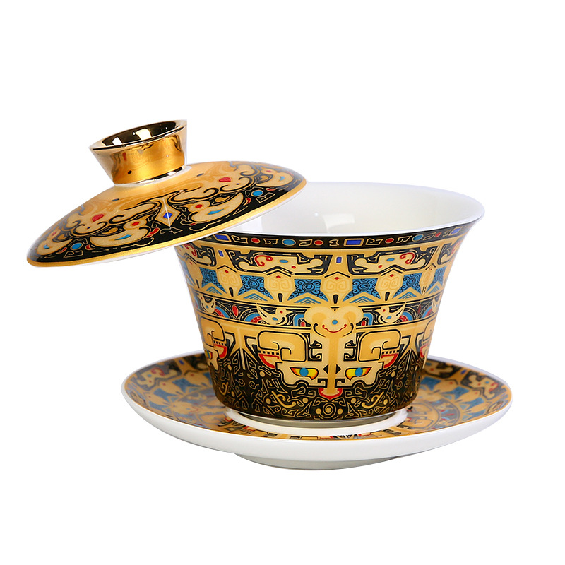 Bát Có Nắp di chuột Thangka Bát trà gốm sứ cỡ lớn kiểu Trung Quốc Quà Tặng Bộ trà Kung Fu Bát trà Sancai Cốc trà